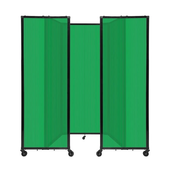 Versare Polycarbonate Room Divider 360 Portable Wall Partition | Freestanding Office Dividers | Locking Wheels | Privacy Screen Panels - 8'6" x 6'10" Green Thermoplastic Polymer