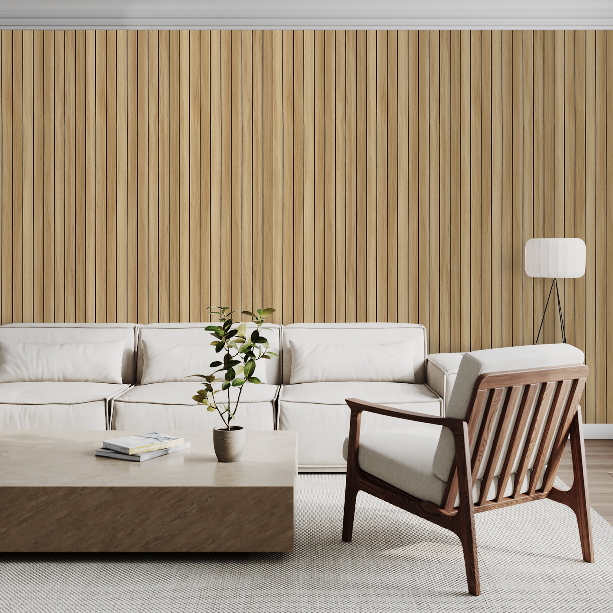 UMIGGEE 3D Slat Wall Panel 3D Fluted Textured Panel, 23.6" x 118", Walnut