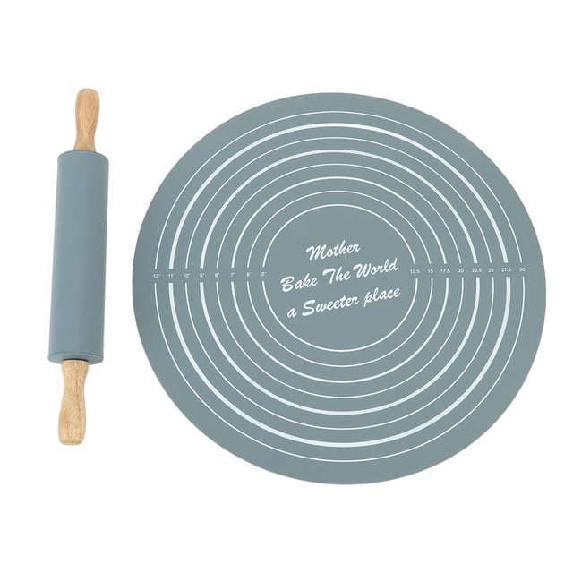 Rodillo de amasar de silicona grande para repostería, almohadilla para amasar, herramienta para hornear en la cocina, color gris