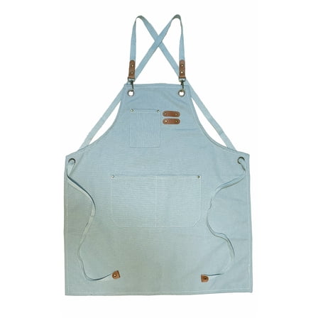 Canvas Cross Back Chef Cotton Aprons for Men Women with Large Pockets