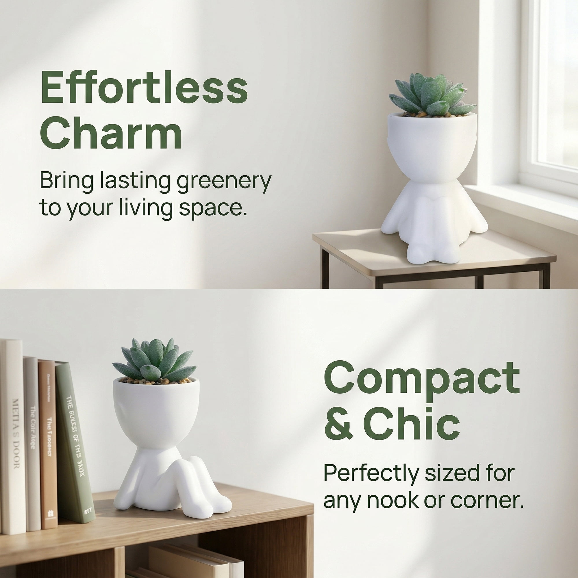 Unique Bargains Artificial Succulents in Humanoid Pots 4.7" Spiky Tower Green