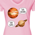 thumbnail image 4 of Inktastic Jupiter and Saturn Space Humor "Sup Saturn", "Sup Jupes" Women's V-Neck T-Shirt, 4 of 5
