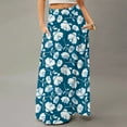 thumbnail image 2 of WTOBBY Women's Flowy Bohemian Floral Maxi Skirt Casual Summer Beach Long Skirt Elastic Waist Lightweight Tiered Pleated Skirt with Side Slit and Drawstring Waist,Light Blue M, 2 of 5