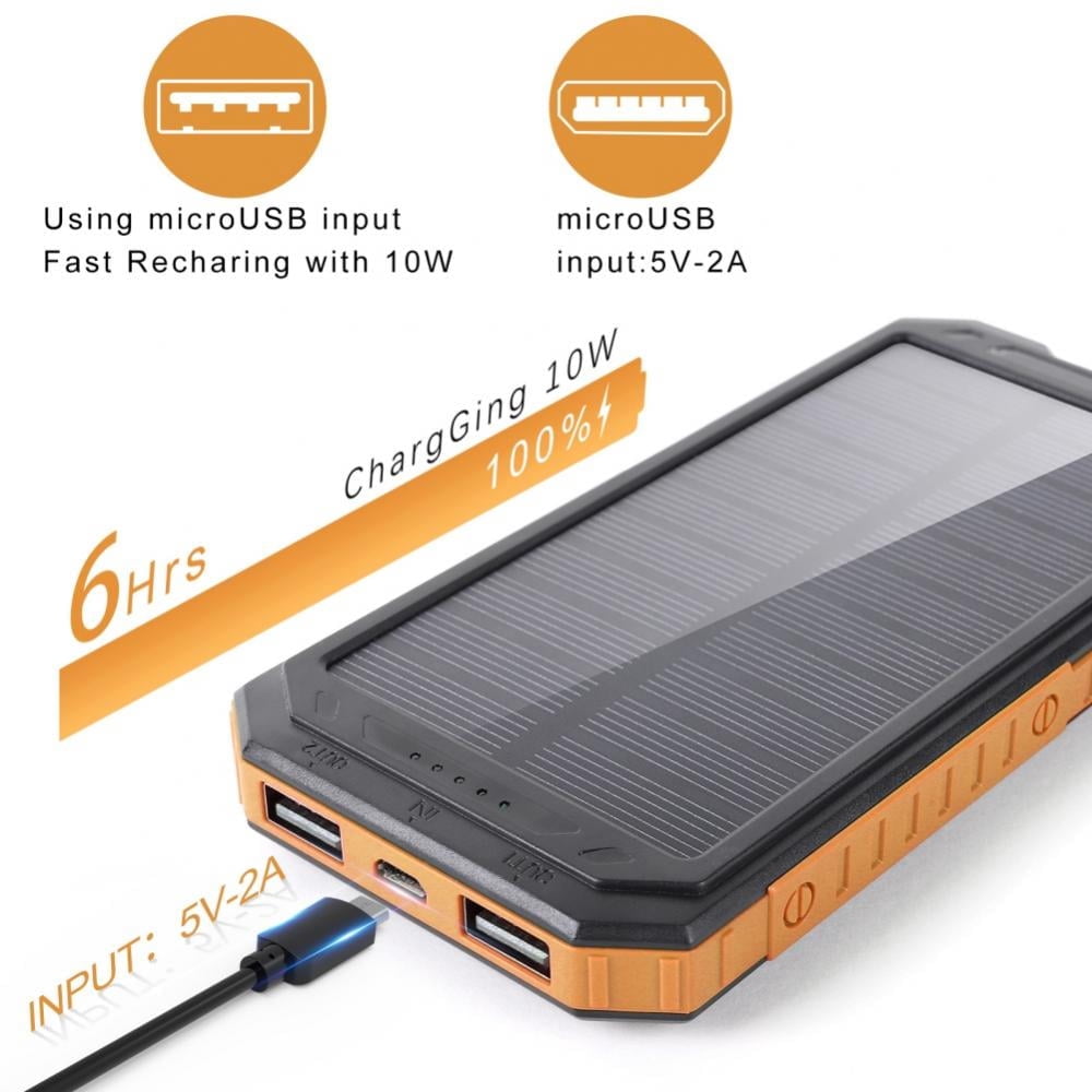 Chargeur Solaire Portable Étanche 2000000Mah Double Usb pour Téléphone