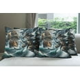 thumbnail image 5 of Ambesonne Cat Throw Pillow Cover Pack of 4, Stormy Ocean Pirate Kitty Ship, 4 Pcs-16" x 16", Dark Slate Blue and Amber, 5 of 5