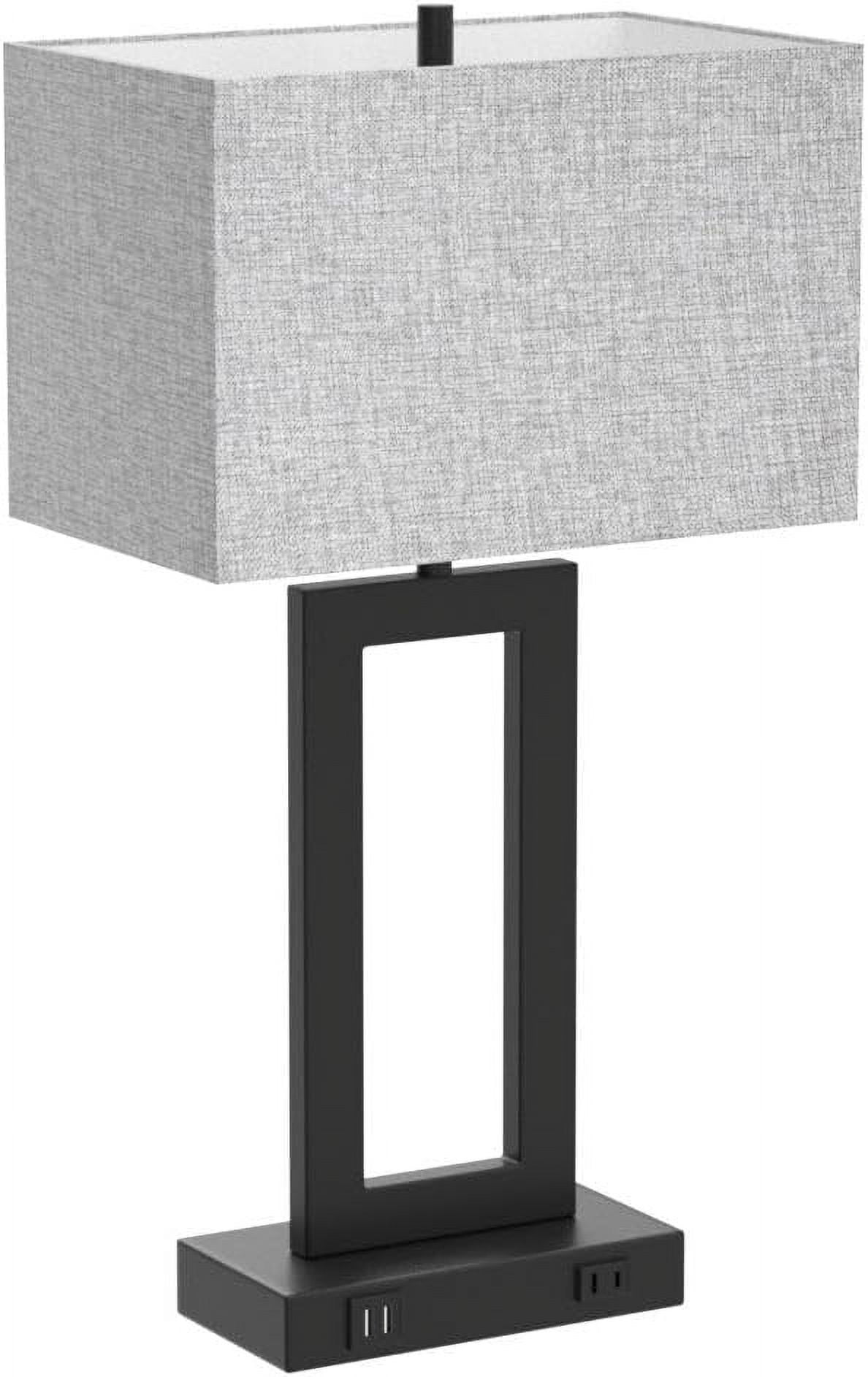 Nordic Hygge Set of 2 Touch Control Dimmable Table Lamp with 2 USB Ports, Grey Shade