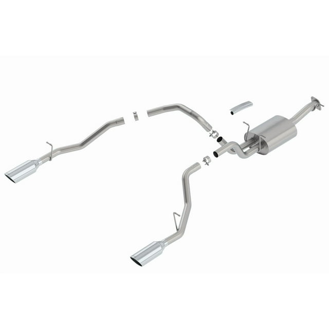 Borla Exhaust System Kit 140752 S-Type Cat Back System; T-304 Stainless Steel; With Mufflers; 2-1/2 To 3 Inch Pipe Diameter; Single Exhaust With Dual Exit; Split Rear Exit
