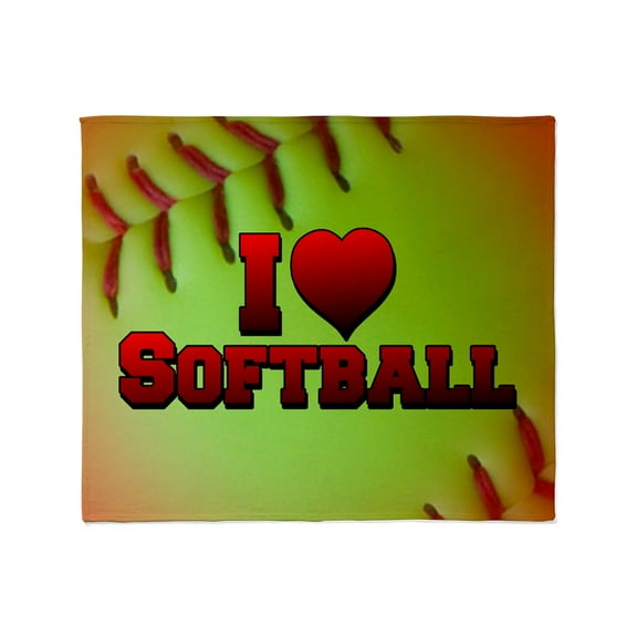 CafePress - Optic Yellow I Love Softball Throw Blanket - Soft Fleece Throw Blanket, 50"x60" for All Ages