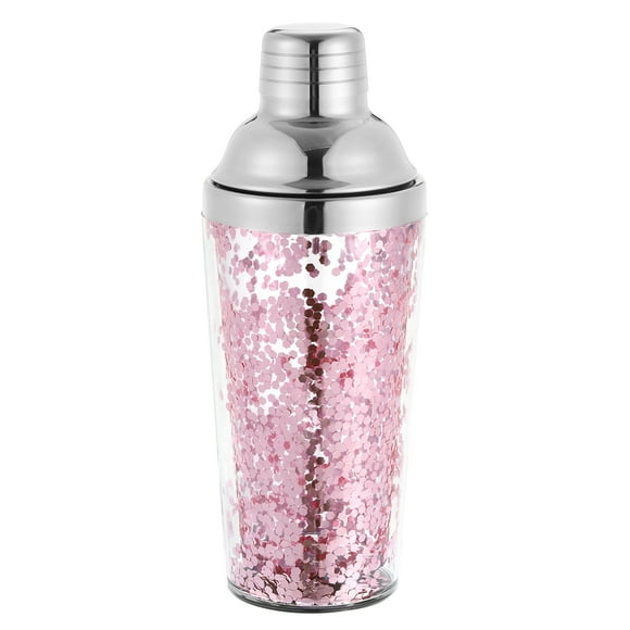 Coctelera de Plástico Unique Bargains 16OZ(450ml) con Colador Acero Inoxidable Rosa