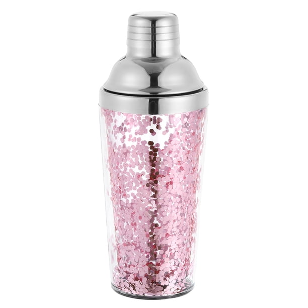 Coctelera de Plástico Unique Bargains 16OZ(450ml) con Colador Acero Inoxidable Rosa