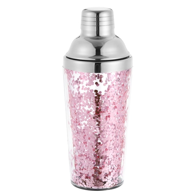 Coctelera de Plástico Unique Bargains 16OZ(450ml) con Colador Acero Inoxidable Rosa