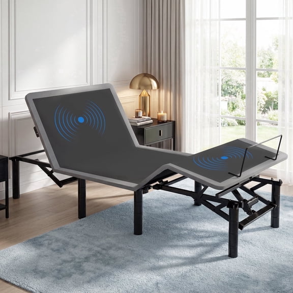 Adjustable Bed Frame with Remote, Adjustable Bed Base with Massage Head & Foot Incline, LED Light, USB Ports, Electric Bed Frame with Height-Adjustable Legs (Twin XL)