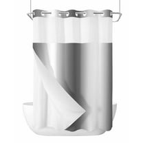 No Hook Shower Curtains, Gray White Ombre Long Bathtub Curtains with Snap in Liner, Greyish Gradient Minimalist Aesthetic Waterproof Washable Fabric Bathroom Shower Curtain Sets, 72" x 84"