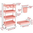 thumbnail image 2 of Carrito utilitario JIUYOTREE de 4 niveles, rollo rosa con tazas, 2 of 8