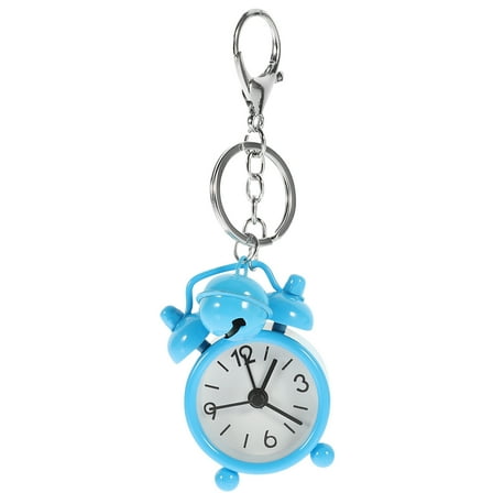 1PC Mini Clock Keychain Alarm Clock Keyring Creative Key Holder Bag Pendant Gift Key Chain for Students Sky-blue