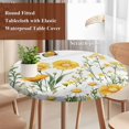 thumbnail image 3 of Yellow Spring Floral Round Tablecloth 36-44 Inch Round Fitted Table Cloth with Elastic Edge, Pastoral Daisy Botanical Summer Waterproof Table Cover Protector for Outdoor Picnic Party Dining, 3 of 6