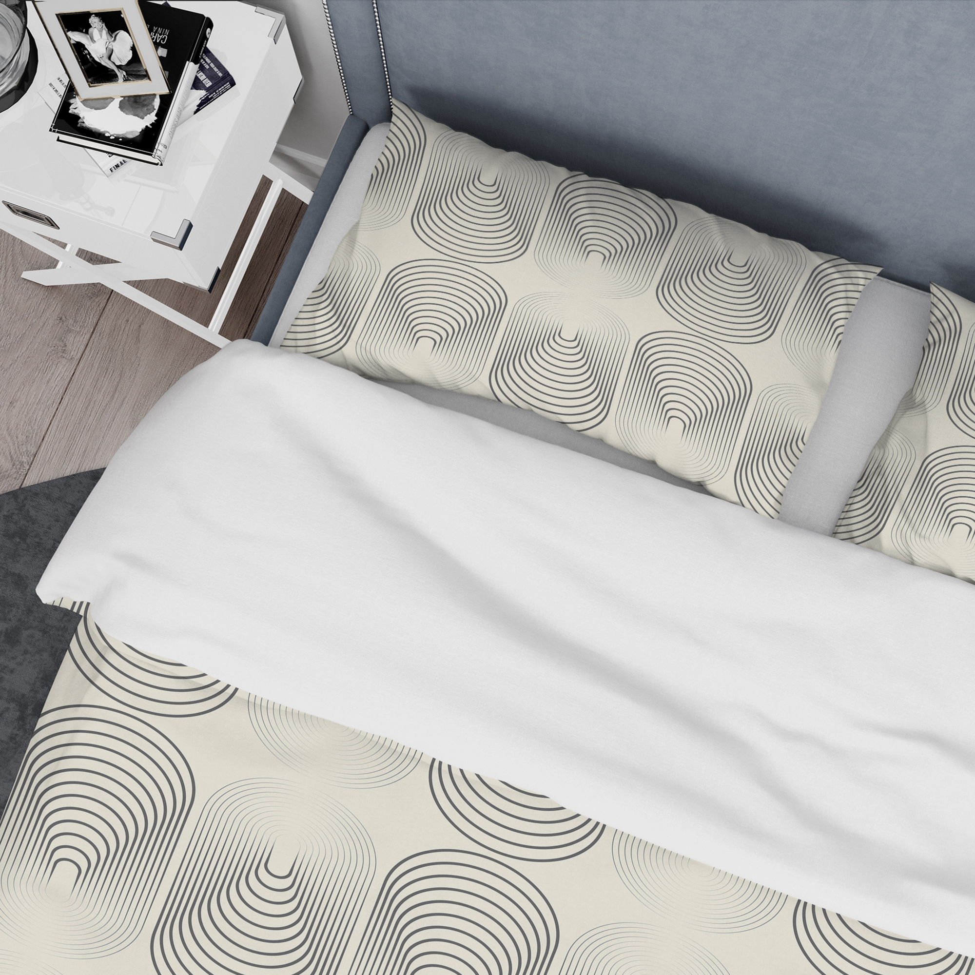 Designart 'Monochrome Geometric Pattern X' Mid-Century Modern Duvet Cover Set
