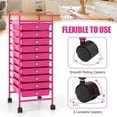 thumbnail image 5 of ZippyCart 10-Drawer Rolling Storage Cart, Utility Mobile Trolley with Removable Drawers & Universal Casters & 2 Brakes, Versatile Flexible Drawer Organizer Cart for Home, Office, Hot Pink, 5 of 10
