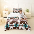 thumbnail image 4 of jejeloiu Vintage Aztec Geometric Twin Comforter Sets,Rustic Aztec Print Bedding Set For Boys,Blue Brown,Reversible,2-Piece,1 Comforter and 1 Pillowcase, 4 of 7