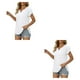 thumbnail image 3 of Camiseta plisada de manga corta Minnieouse con cuello para mujer camisetas básicas informales, 3 of 6