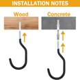 thumbnail image 6 of ZHZFKQ Heavy Duty Screw in Hooks for Hanging,12 Pack Bike Hooks for Garage Wall with Screw Anchors,Wall Mount Bicycle Storage for Ceiling,Large Black Plant Hooks for Ceiling, 6 of 7