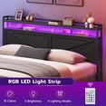 thumbnail image 4 of HOOBRO King Size Headboard with Charging Station and LED Light Strip 2-Tier Storage Height Adjustable Black BB96UDBH01, 4 of 9