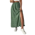 thumbnail image 2 of Women's Printed Maxi Skirt with Side Slit, Casual High Waist Flowy Long Skirt, Boho Summer Skirt for Vacation, Beach and Daily Wear,Green,L, 2 of 5