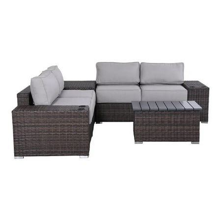 Living Source International 8-Piece Sectional Set with Sunbrella Cushion (Wicker Sectional Left/Right - Universal)- Brown (incomplete only box 1 - please preview-not the complete set)