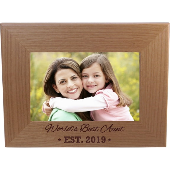 World's Best Aunt EST. 2019 4-inch x 6-Inch Wood Picture Frame