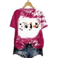 thumbnail image 4 of Mnuaqn Womens Bleached Sublimation Blanks Shirts Leopard Graphic Tees Tops Short Sleeve Polyester Tshirts Cute Items Clothes Hot Pink,Size M, 4 of 5