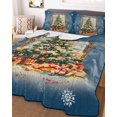 thumbnail image 3 of Quilts Twin-XL Size Bedding Set, Blue Christmas Tree Lightweight Quilted Comforter, Watercolor Xmas Snowflake Soft Reversible Bedspread Coverlet with Pillow Covers for All Season, 68" x 98", 3 of 7