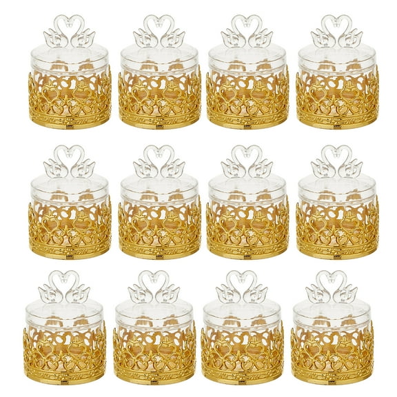 12pcs Elegant Candy Storage Boxes with Lid Decorative Candy Jar Decorative Sugar Holder Practical Wedding Party Supplies