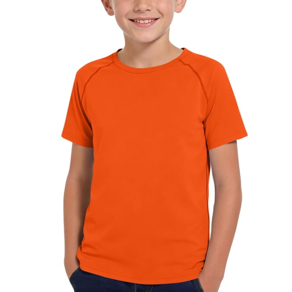Zpanxa Girls T Shirts Kids Summer Solid Color Round Neck Short Sleeve T-shirt Fitness Leisure Exercise Top Kids Orange 3 Years