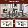 thumbnail image 4 of 5-Piece Retro Round Kitchen Dining Table Set, Wood Dining Furniture with Curved Trestle Style Table Legs and 4 Upholstered Chairs with Ergonomic Dining Back for Dining Room,Kitchen (Dark Gray), 4 of 8