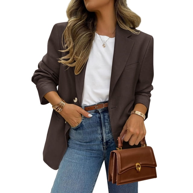 Blazer PRETTYGARDEN 2025 para mujer, de negocios, informal, café