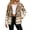 Brown Aztec Cow Print, variant on Women's Fuzzy Jacket Coat Warm Shacket Brown Teal Aztec Cowhide Snap Closure Outwear Cardigan, Convertible Collar, Sherpa Lined Streetwear, Side Pockets, Loose Fit, X-Large