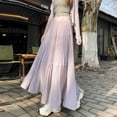 thumbnail image 6 of Women's Korea Sunray Pleat Skirt Elegant Purple Maxi Length Skirt 2025 Spring Summer Female Stretch Waist Maxi Length Skirt, 6 of 10