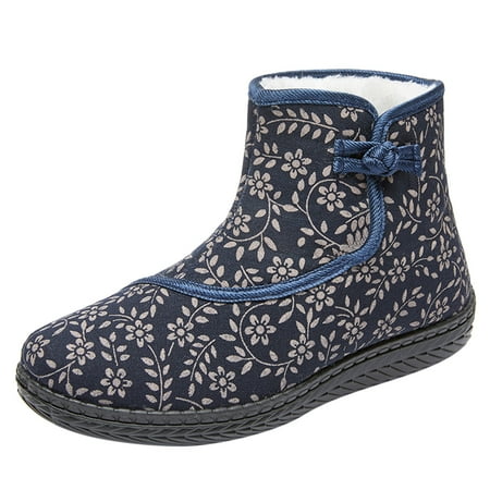 

ZIZOCWA Black Womens Tennis Shoes Women S Snow Boots Size 6 Fashion Winter Snow Boots For Women Flat Bottom Non Slip Short Plush Warm Comfortable Solid Color Flowers Style Women Plus Size Winte