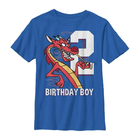 Boy's Mulan Mushu 2nd Birthday  Graphic Tee Royal Blue X Small