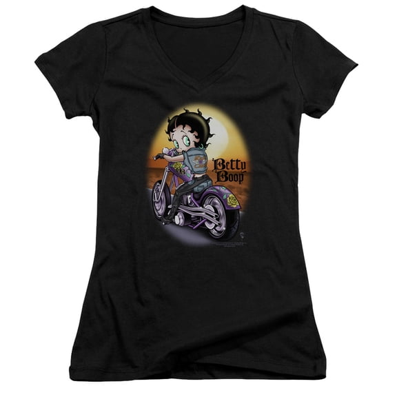 Betty Boop Wild Biker Junior Women's T-Shirt V-Neck Black