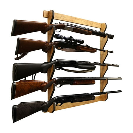 Rush Creek Creations 38-4044 5 Rifle and Shotgun Wall Rack American Cherry