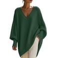 thumbnail image 2 of SeekIslan Women's Sweaters with V Neck Long Sleeve Loose Knit Poncho Pullover, 2 of 7