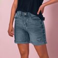 thumbnail image 4 of Jean Shorts Womens Casual Stretch Denim Jorts with Button Pockets for Summer Blue M, 4 of 5