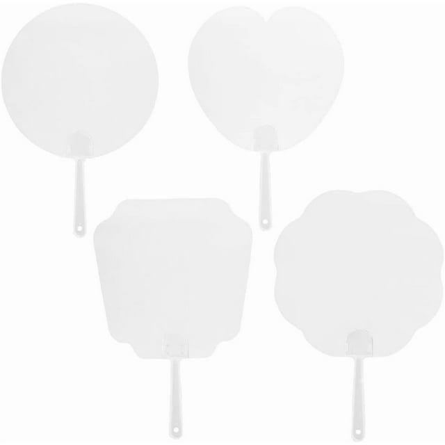 12 abanicos de plástico de bolsillo en 4 estilos, con forma de corazón, trapezoidal, flor y asa.