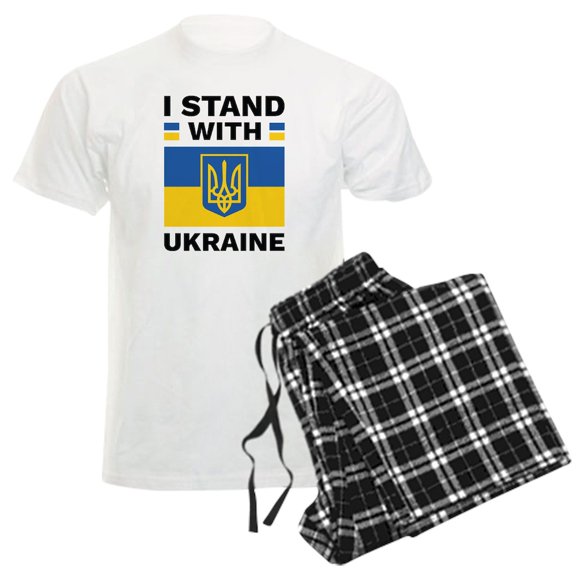CafePress - I Stand With Ukraine Men's Light Pajamas - Men's Light Loose Fit Cotton Pajama Set