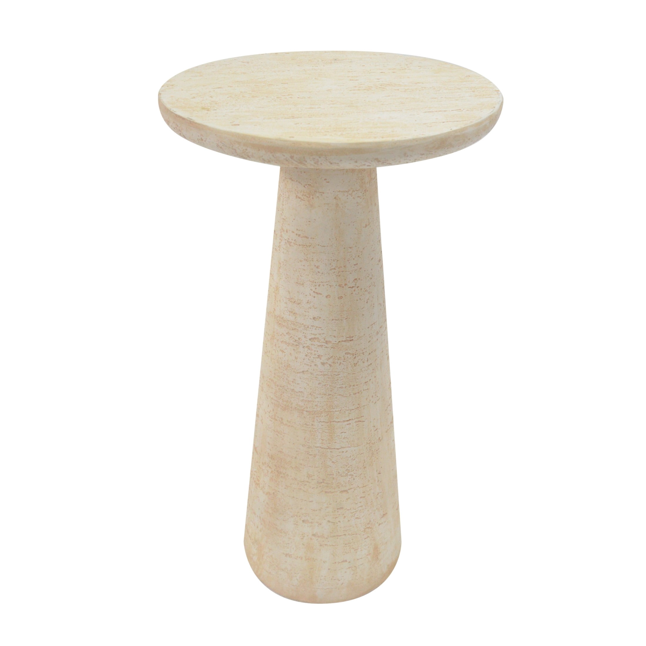 Christopher Knight Home 24.5" MGO Outdoor Round Top Side Table, Travertine Pedestal Drink Table