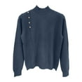 thumbnail image 3 of Ediodpoh Womens Sweaters Button Front Knit Pullover Soft Comfortable Loose Fit Turtleneck Top Fall Winter Casual Dark Gray XL, 3 of 4