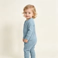 thumbnail image 7 of Lenpel Unisex Baby Rompers Trendy Button Crew Neck Knitted Jumpsuits Solid Color Long Sleeve Onesies Fall Clothes(Light Blue,8-12Months), 7 of 7