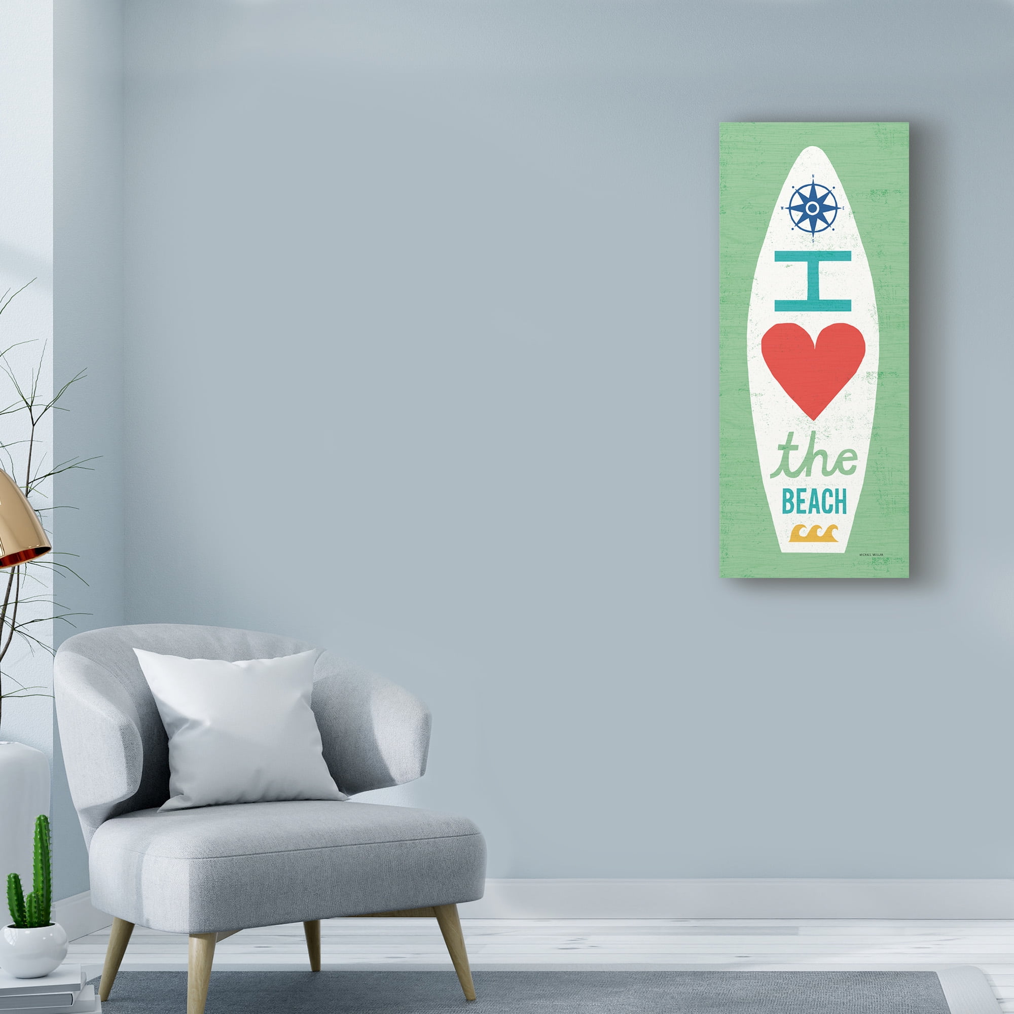 Trademark Fine Art 'Beach Bums Surf Board II' Canvas Art by Michael Mullan