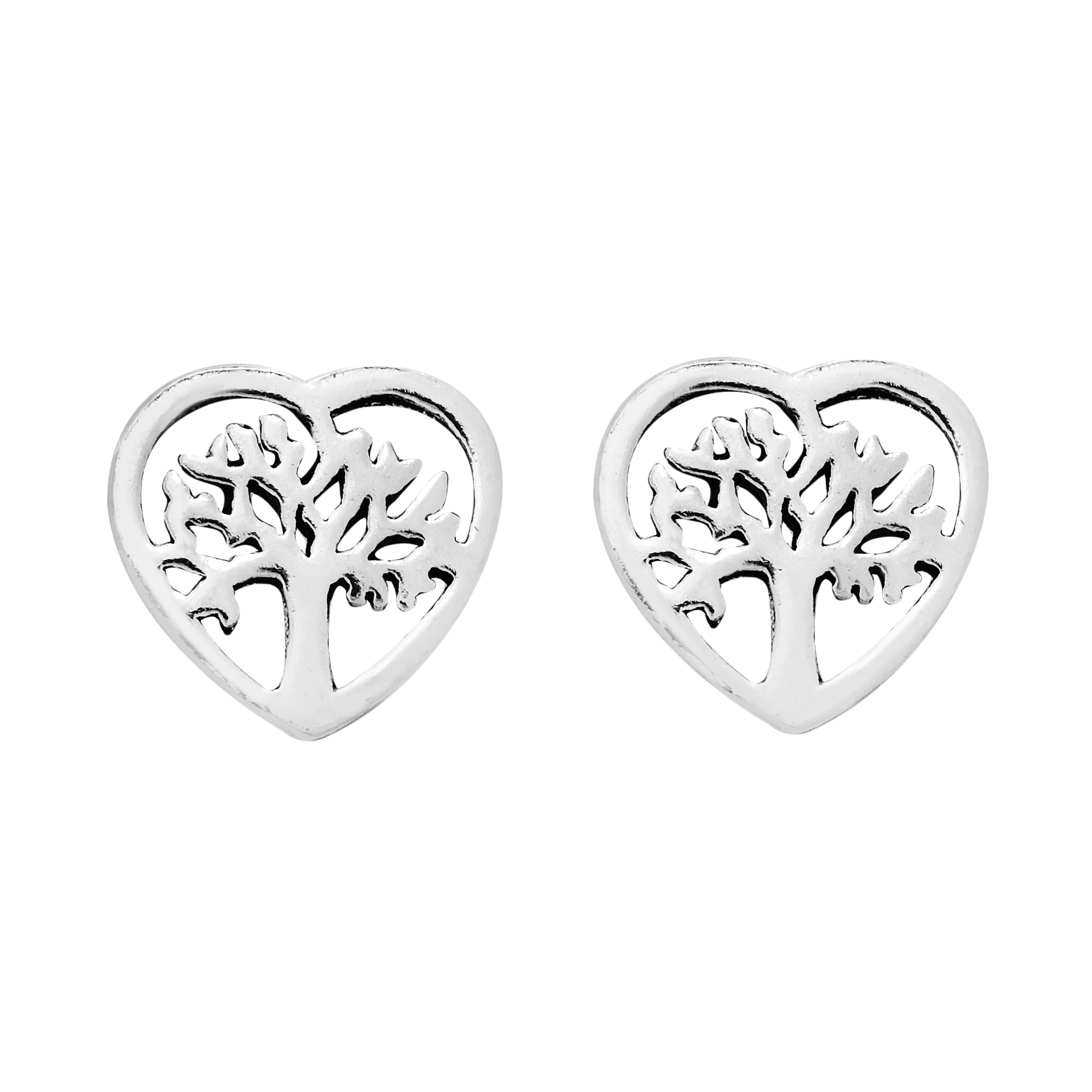 AeraVida Tree Of Life Sterling Silver Stud Earrings - 925 Silver, Oxidized Finish, 8x10 Mm